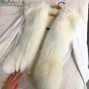 Dana Buchman White Fox Fur Cardigan